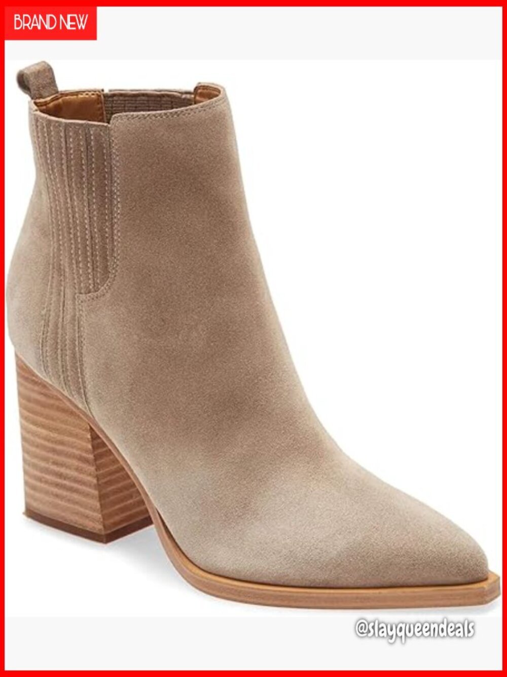 Faux Suede Ankle Boots Pointed Toe Chunky Heel Waterproof Winter Booties